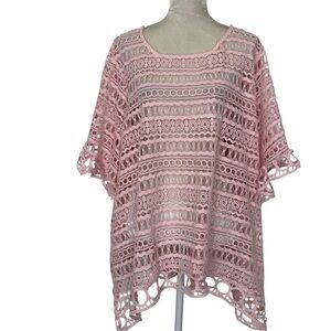 Lane Bryant Pink Crochet Top Women’s Plus Size 22/24 See Through Coverup